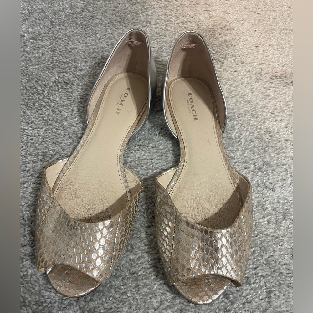 Coach Metallic Print Slides